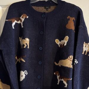Debut Navy Blue Dog Pattern Cardigan